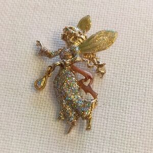 Gold Glitter Fairy Brooch From KIRK'S FOLLY, Never Worn